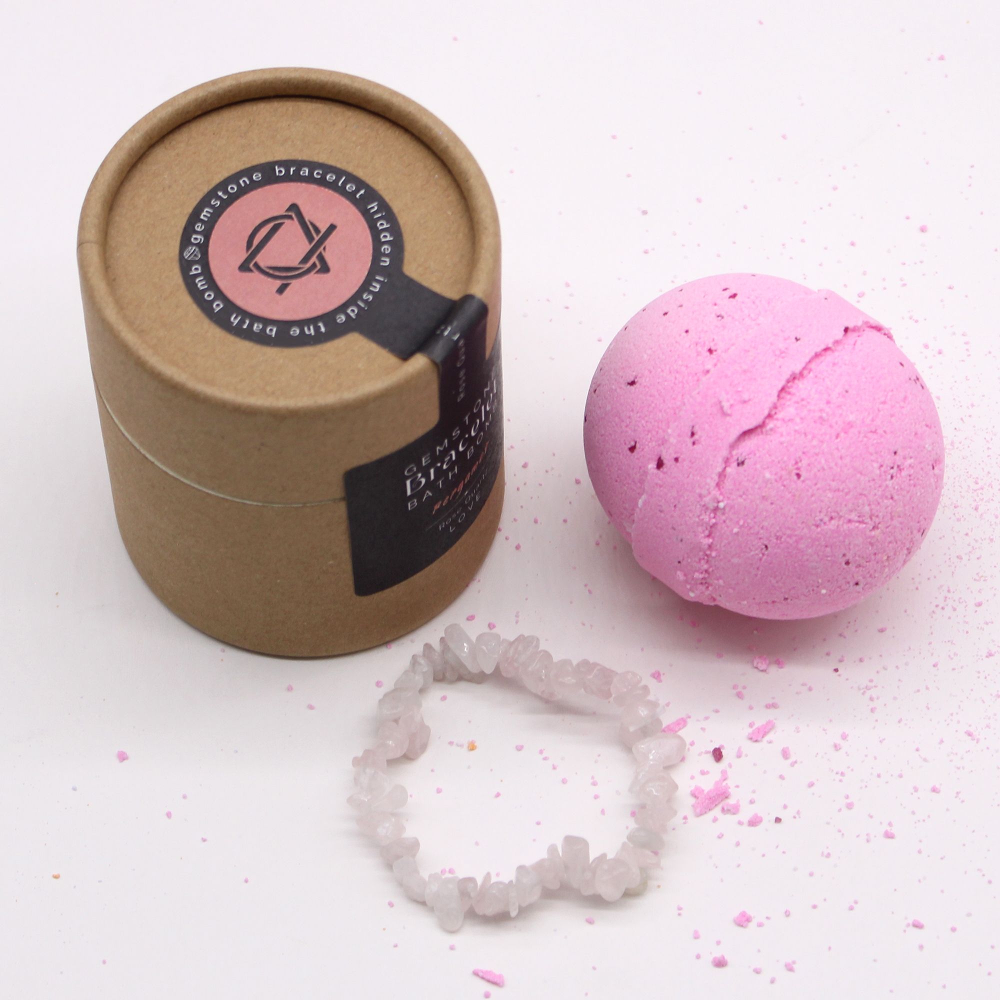 Rose Quartz Gemstone Bracelet Bath Bomb - Image 4