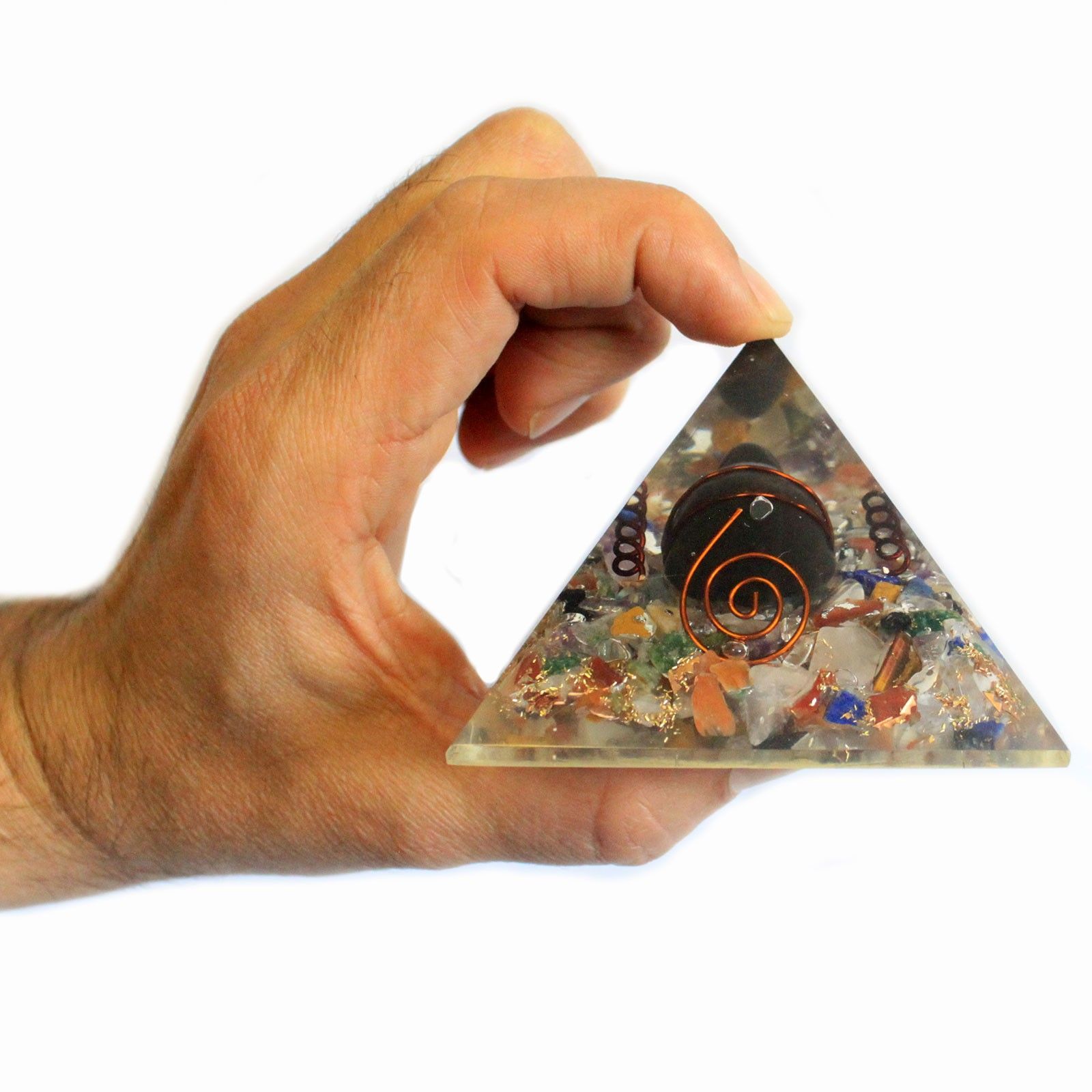 Med 60mm Orgonite Pyramid Gemchips, Copper, Turtle - Image 2