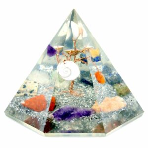90mm 7-sided Orgonite Pyramid - Gemstone Wisdom Tree