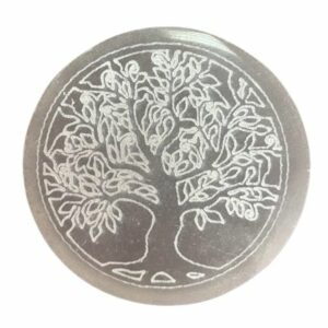 Small Selenite Charging Plate 8cm - Tree of Life