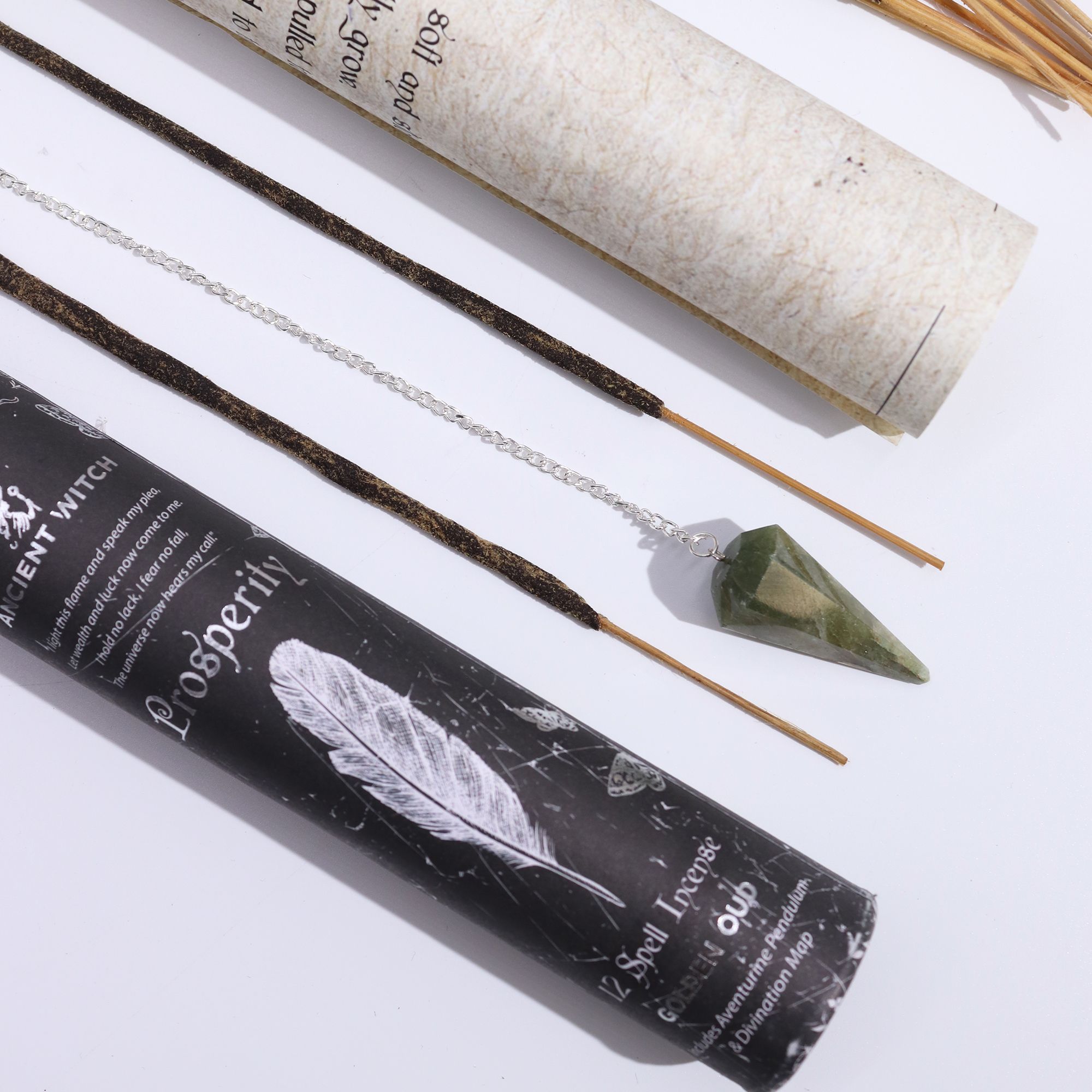 Ancient Witch Spell Incense - Prosperity - Aventurine Pendulum - Image 6
