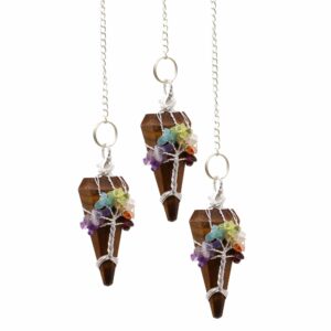 Seven Chakra Magic Pendulum - Tiger Eye