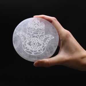Medium Selenite Charging Plate 10cm - Hamsa