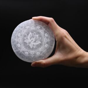 Medium Selenite Charging Plate 10cm -  Lotus Mandala