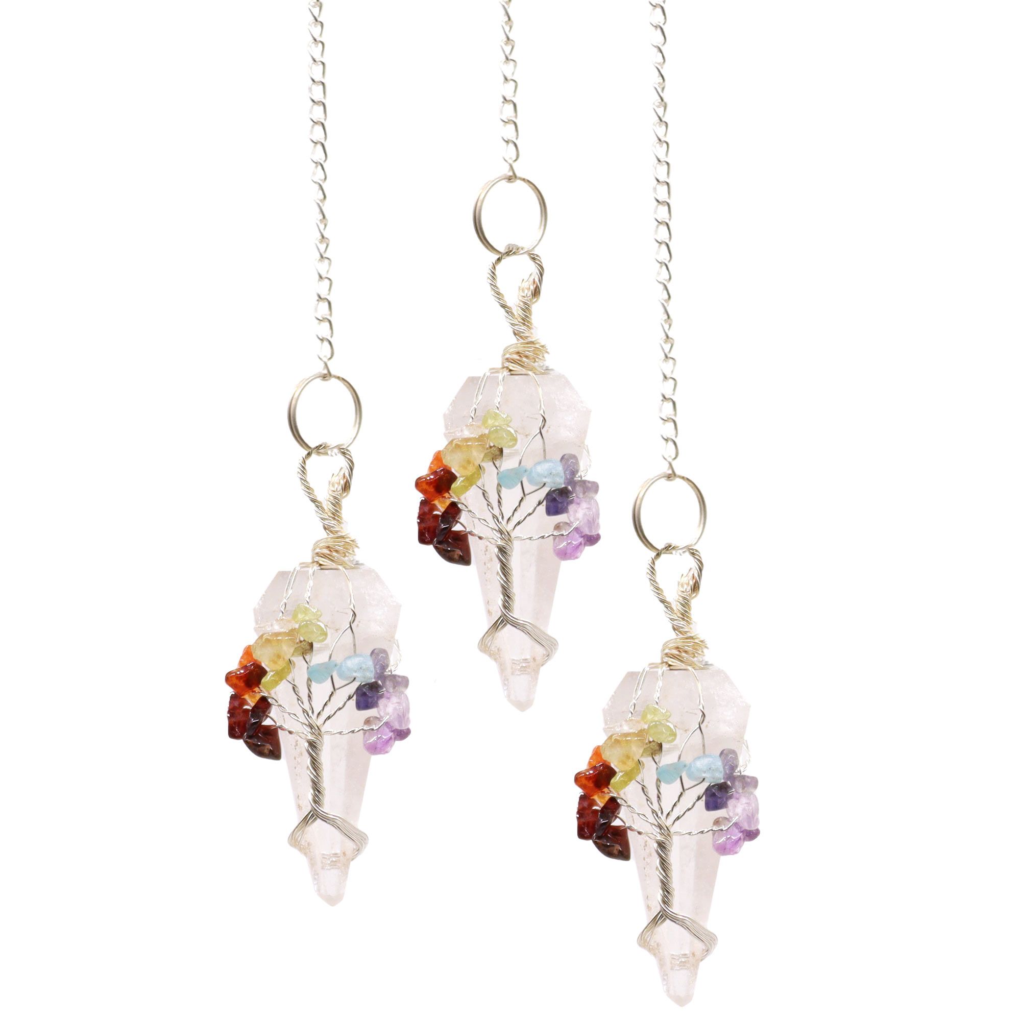 Seven Chakra Magic Pendulum - Rock Quartz