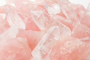 raw ore of rose quartz and crystal